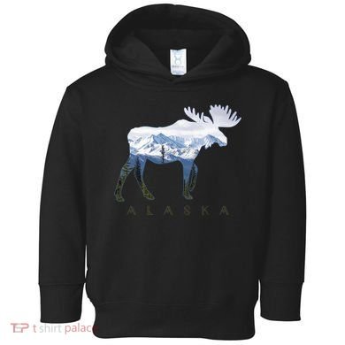 Alaska Day Moose Snowy Mountain Alaskan Tourist Toddler Hoodie