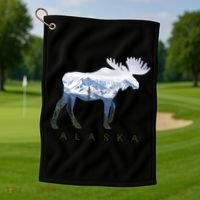 Alaska Day Moose Snowy Mountain Alaskan Tourist Golf Towel thumb 1