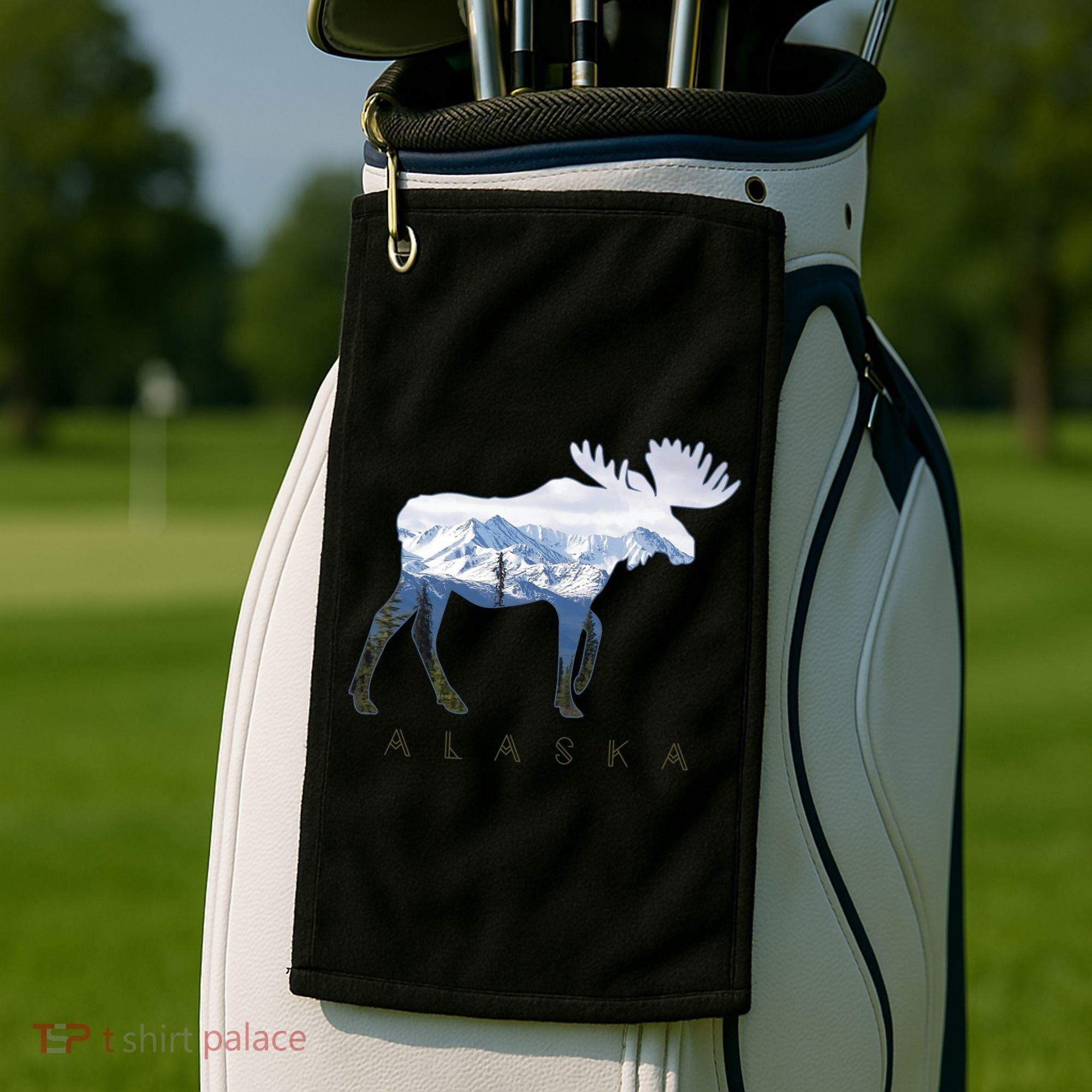 Alaska Day Moose Snowy Mountain Alaskan Tourist Golf Towel