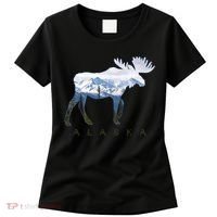 Alaska Day Moose Snowy Mountain Alaskan Tourist Women's T-Shirt thumb 0