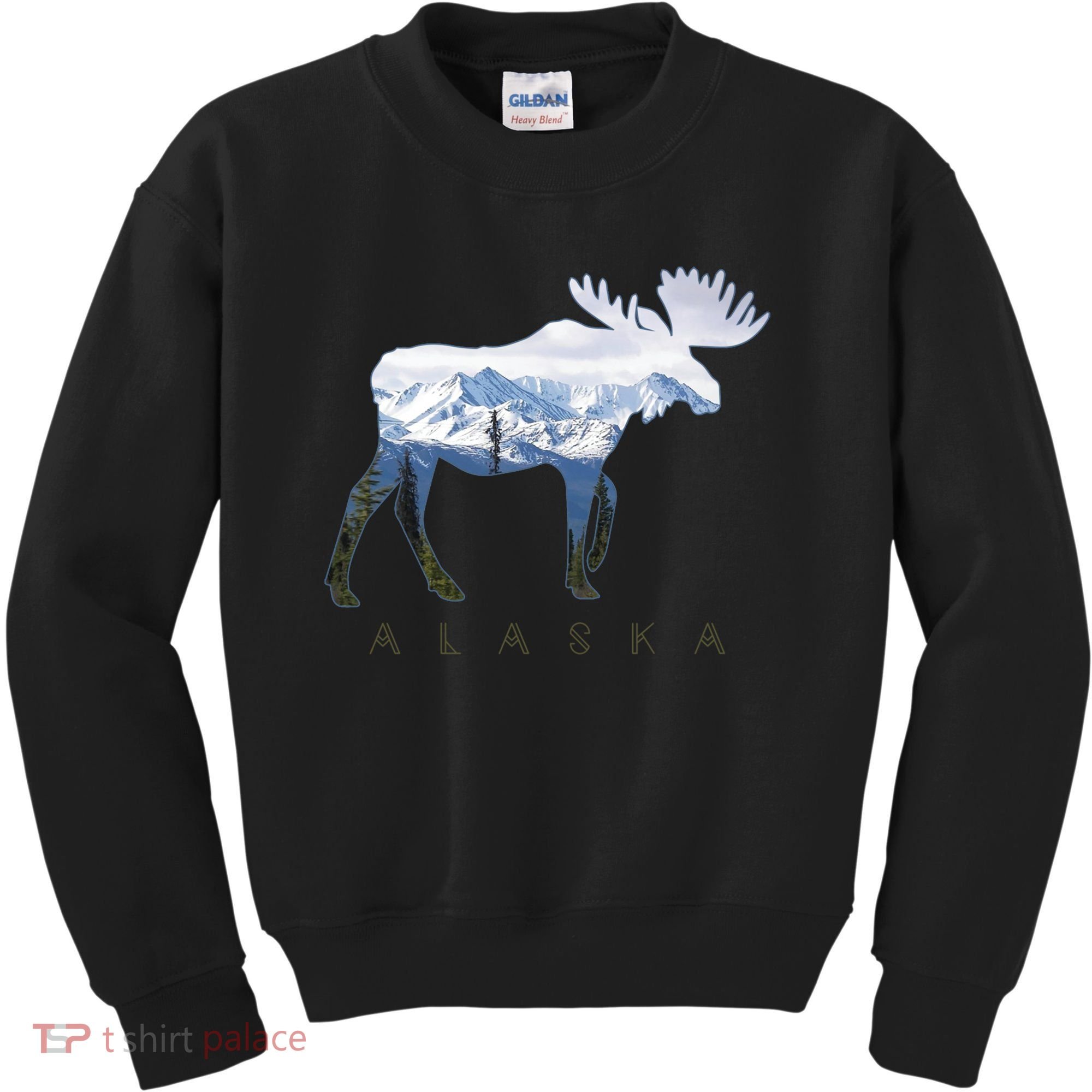 Alaska Day Moose Snowy Mountain Alaskan Tourist Kids Sweatshirt