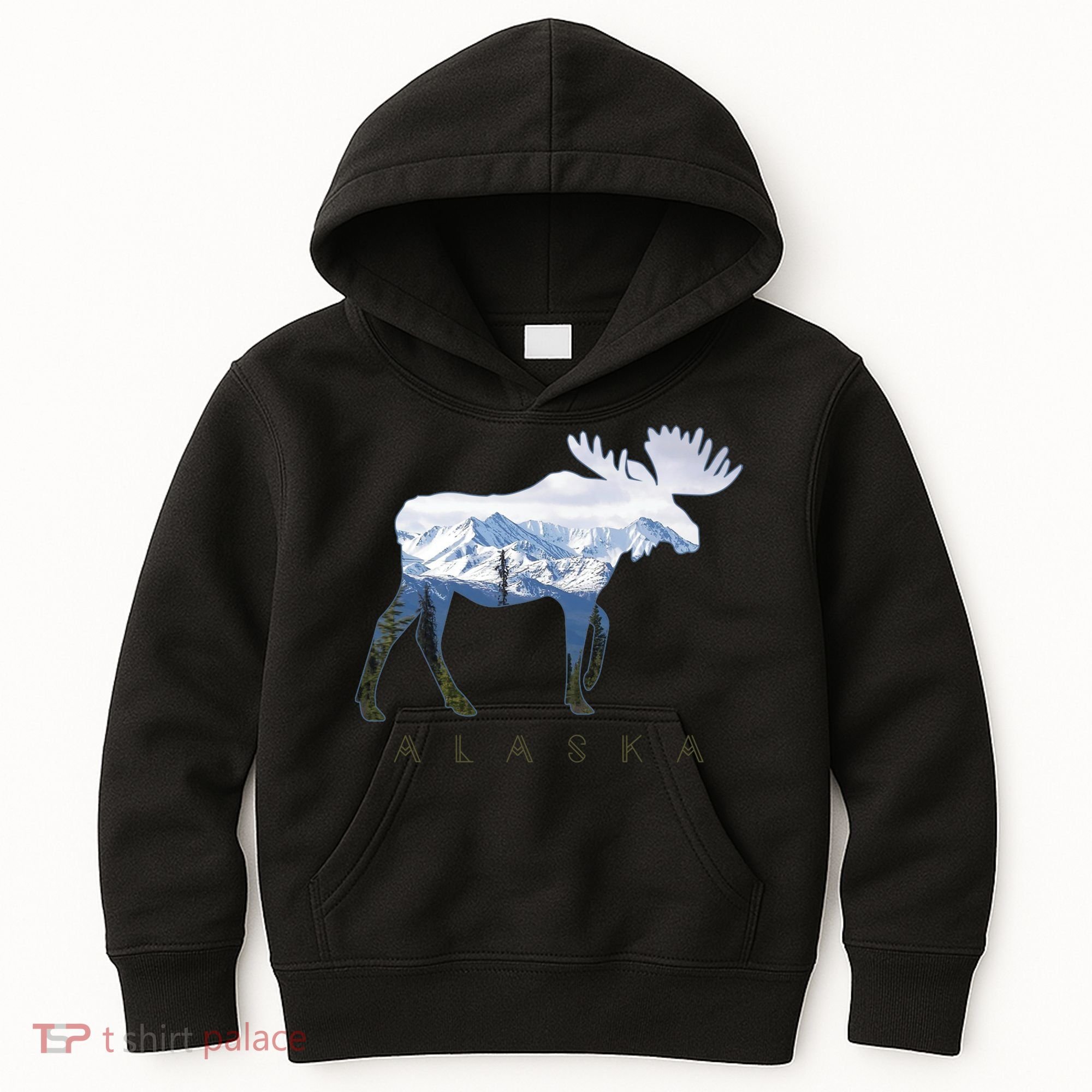 Alaska Day Moose Snowy Mountain Alaskan Tourist Kids Hoodie