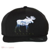 Alaska Day Moose Snowy Mountain Alaskan Tourist Wool Snapback Cap thumb 0