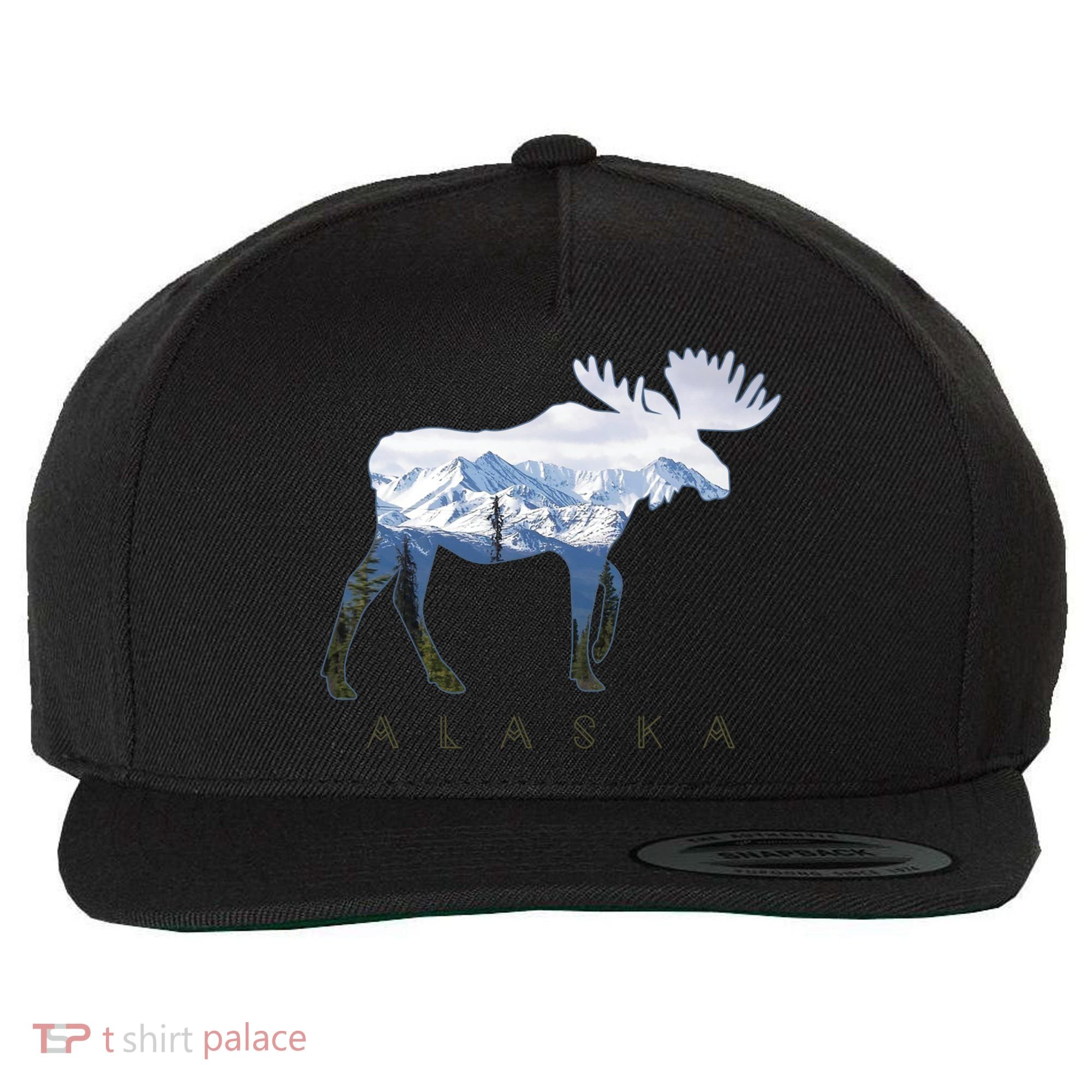 Alaska Day Moose Snowy Mountain Alaskan Tourist Wool Snapback Cap