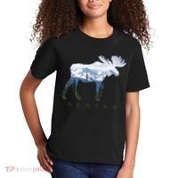 Alaska Day Moose Snowy Mountain Alaskan Tourist Kids T-Shirt thumb 2