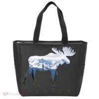 Alaska Day Moose Snowy Mountain Alaskan Tourist Tote Bag thumb 0