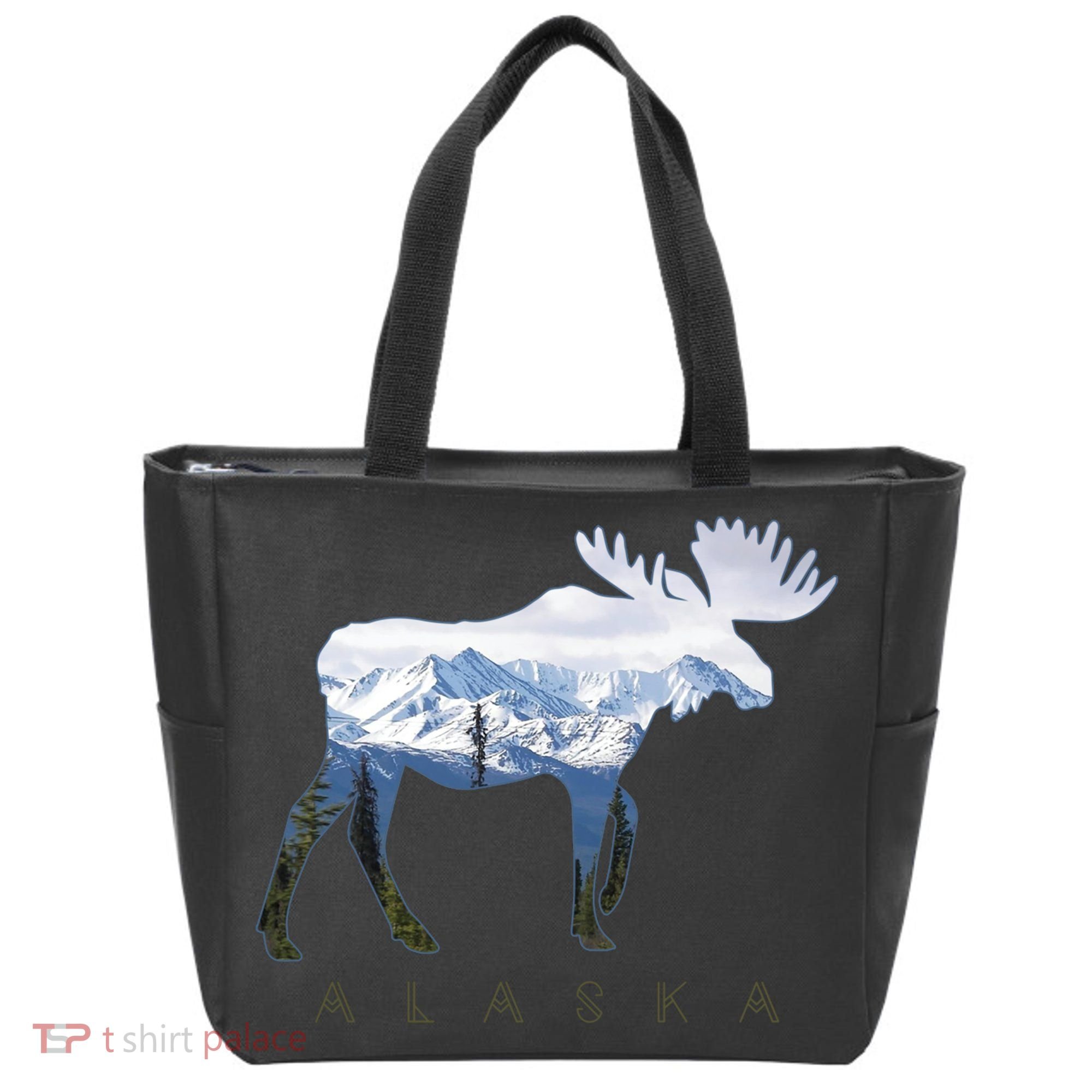 Alaska Day Moose Snowy Mountain Alaskan Tourist Tote Bag