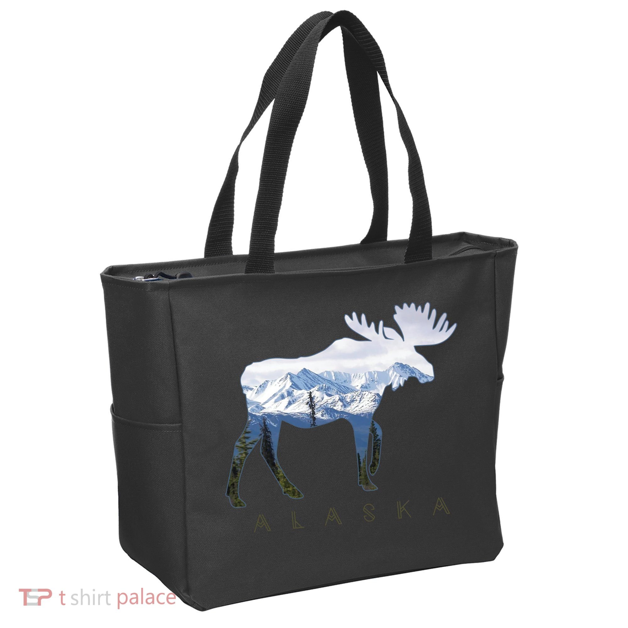 Alaska Day Moose Snowy Mountain Alaskan Tourist Tote Bag