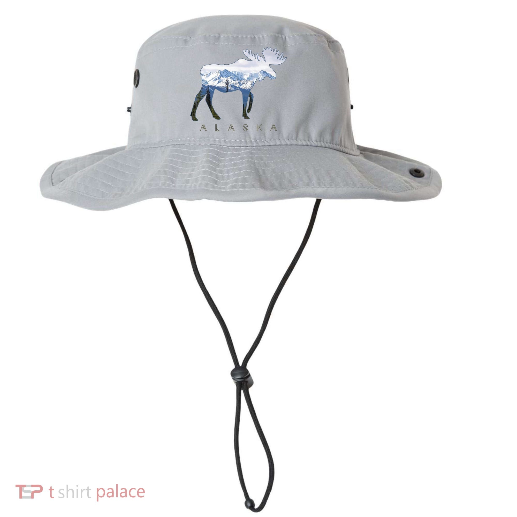 Alaska Day Moose Snowy Mountain Alaskan Tourist Bucket Hat