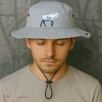 Alaska Day Moose Snowy Mountain Alaskan Tourist Bucket Hat thumb 2