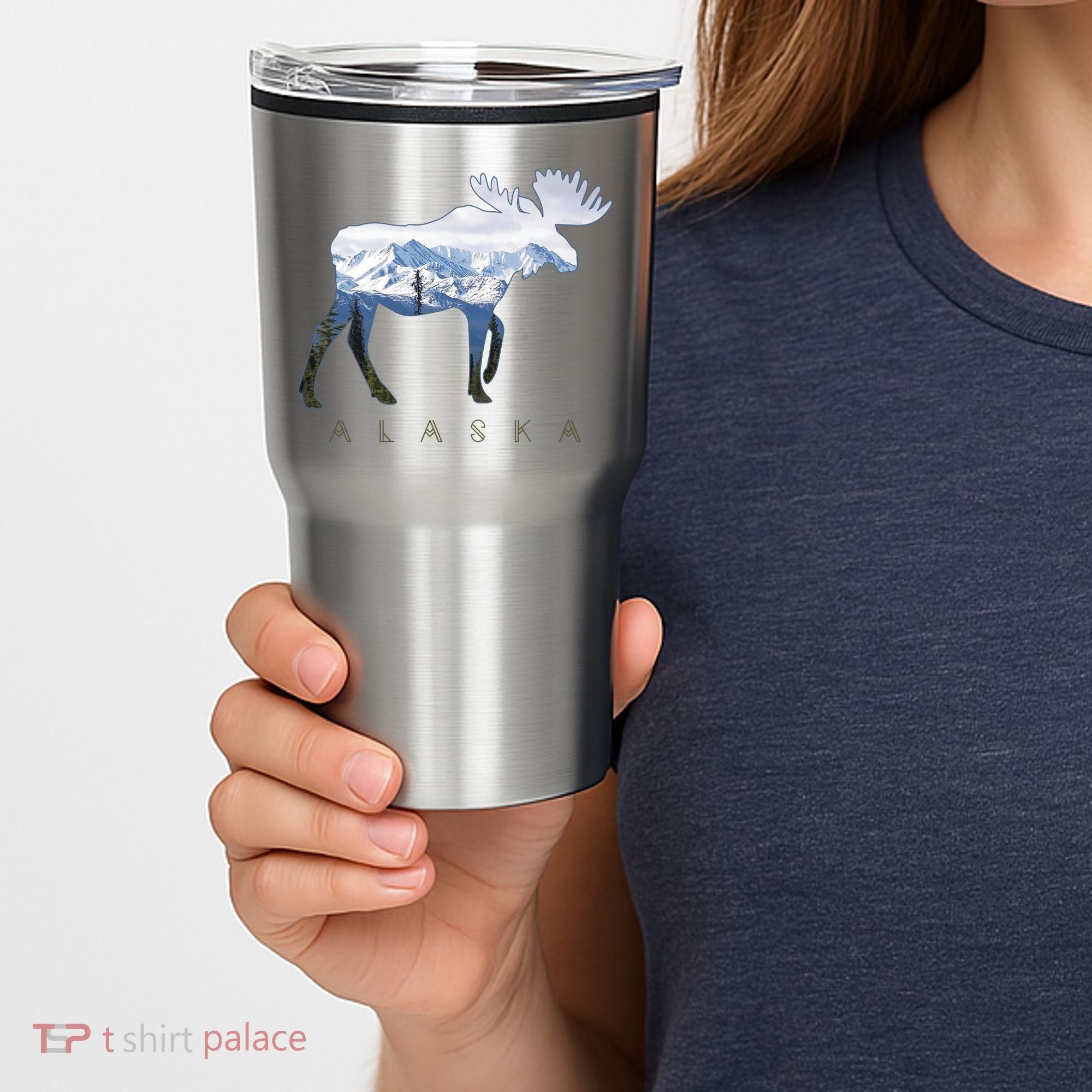 Alaska Day Moose Snowy Mountain Alaskan Tourist Tumbler