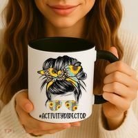 Activity Director Messy Hair Bun Sunflower Healthcare Gift Coffee Mug thumb 3