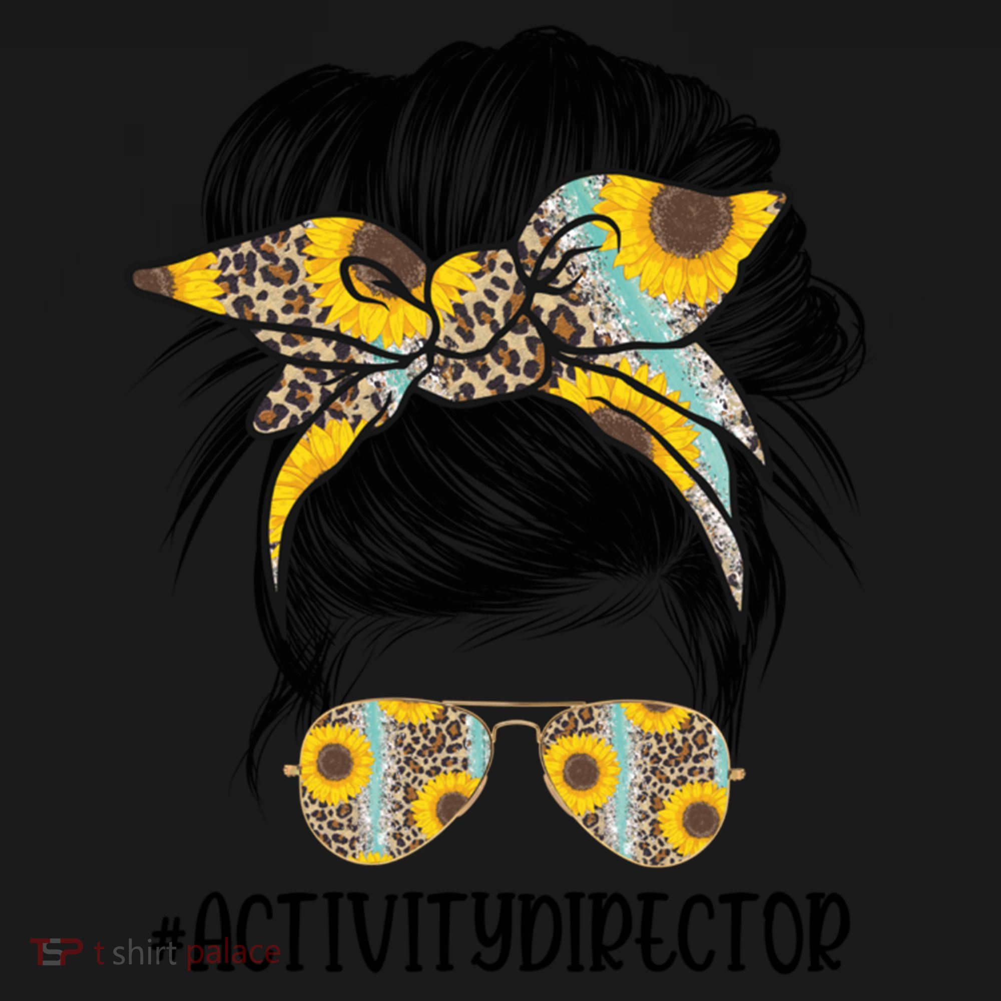 Activity Director Messy Hair Bun Sunflower Healthcare Gift Ornament