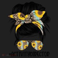 Activity Director Messy Hair Bun Sunflower Healthcare Gift Hat thumb 2