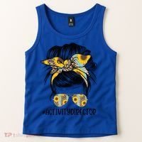Activity Director Messy Hair Bun Sunflower Healthcare Gift Tank Top thumb 2