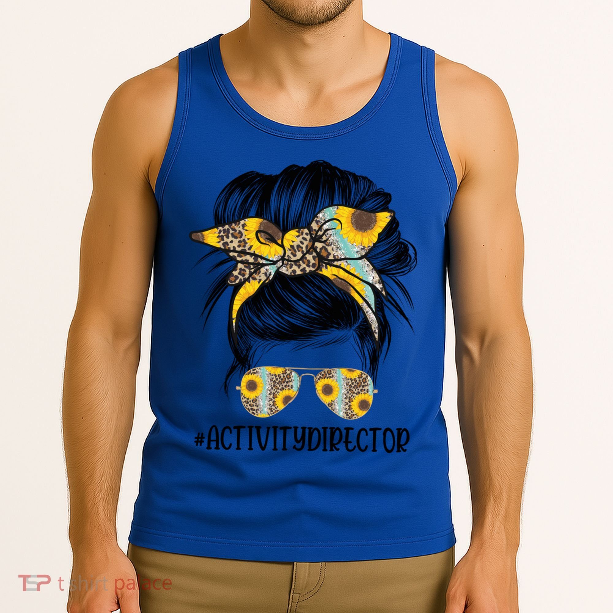 Activity Director Messy Hair Bun Sunflower Healthcare Gift Tank Top