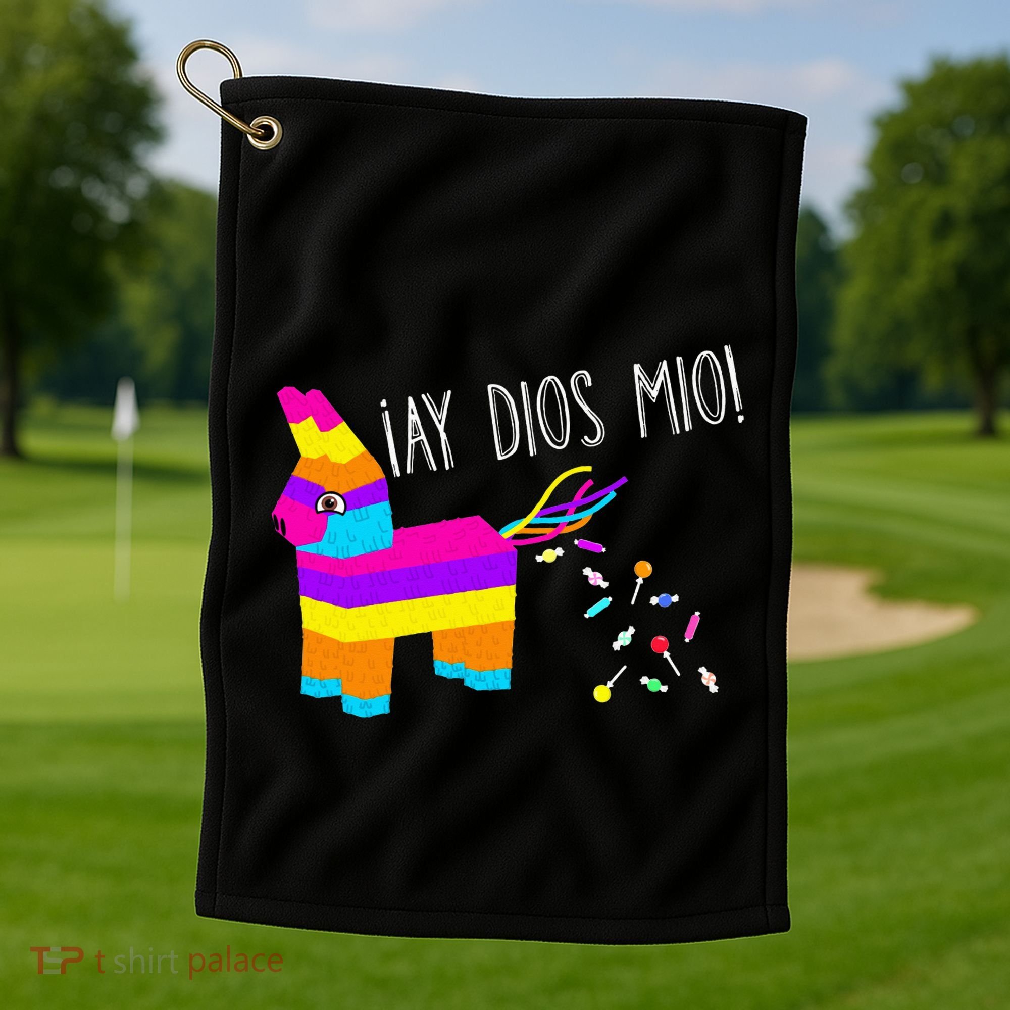 ¡Ay Dios Mio! Piñata Problems Worried Burro Pinata has Candy Accident Classic Golf Towel