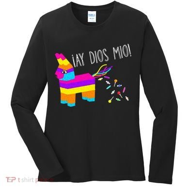 ¡Ay Dios Mio! Piñata Problems Worried Burro Pinata has Candy Accident Classic Women's Long Sleeve Shirt
