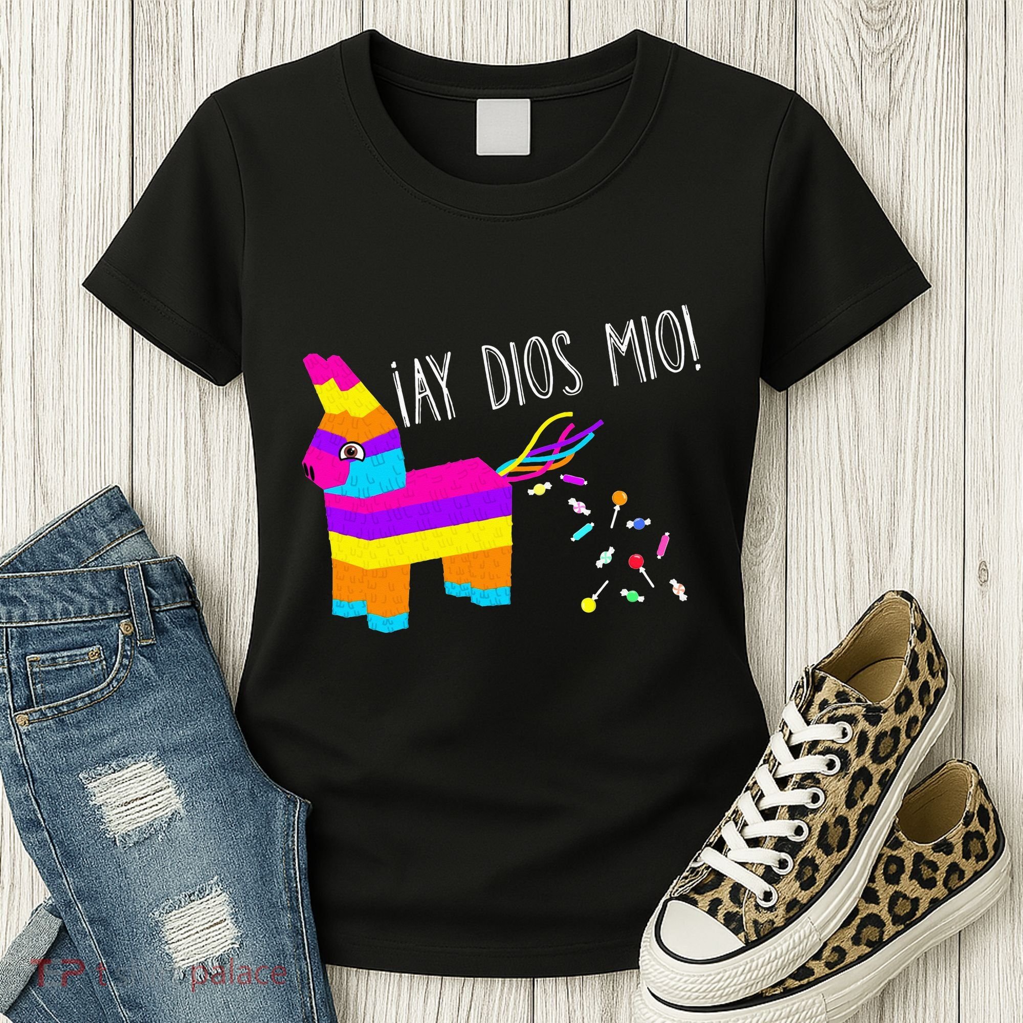 ¡Ay Dios Mio! Piñata Problems Worried Burro Pinata has Candy Accident Classic Women's T-Shirt