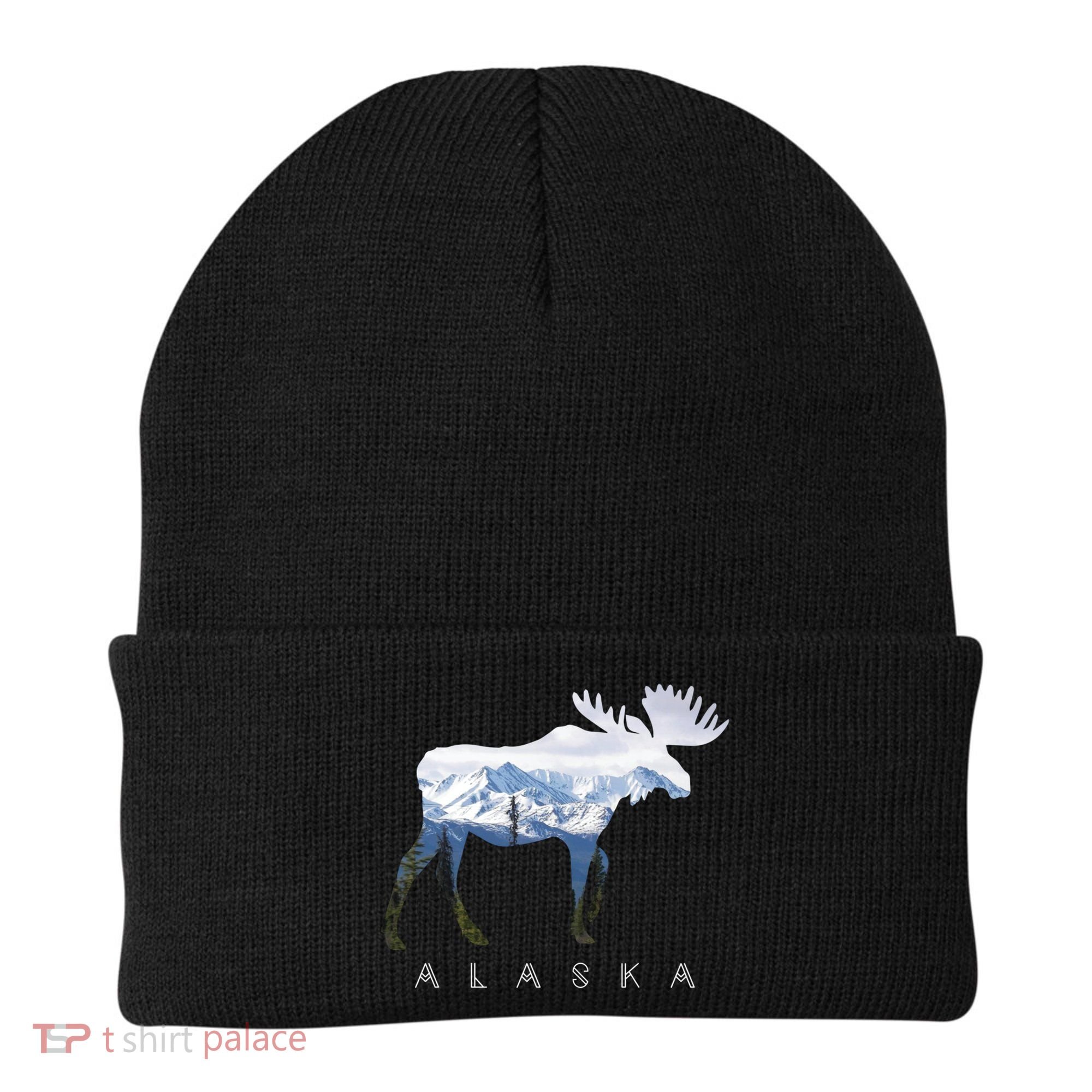 Alaska Day Moose Snowy Mountain Alaskan Tourist Or Resident Gift Beanie