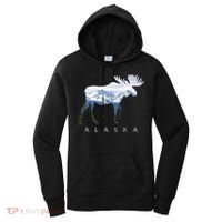 Alaska Day Moose Snowy Mountain Alaskan Tourist Or Resident Gift Women's Hoodie thumb 0