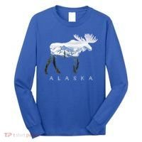 Alaska Day Moose Snowy Mountain Alaskan Tourist Or Resident Gift Long Sleeve Shirt thumb 0