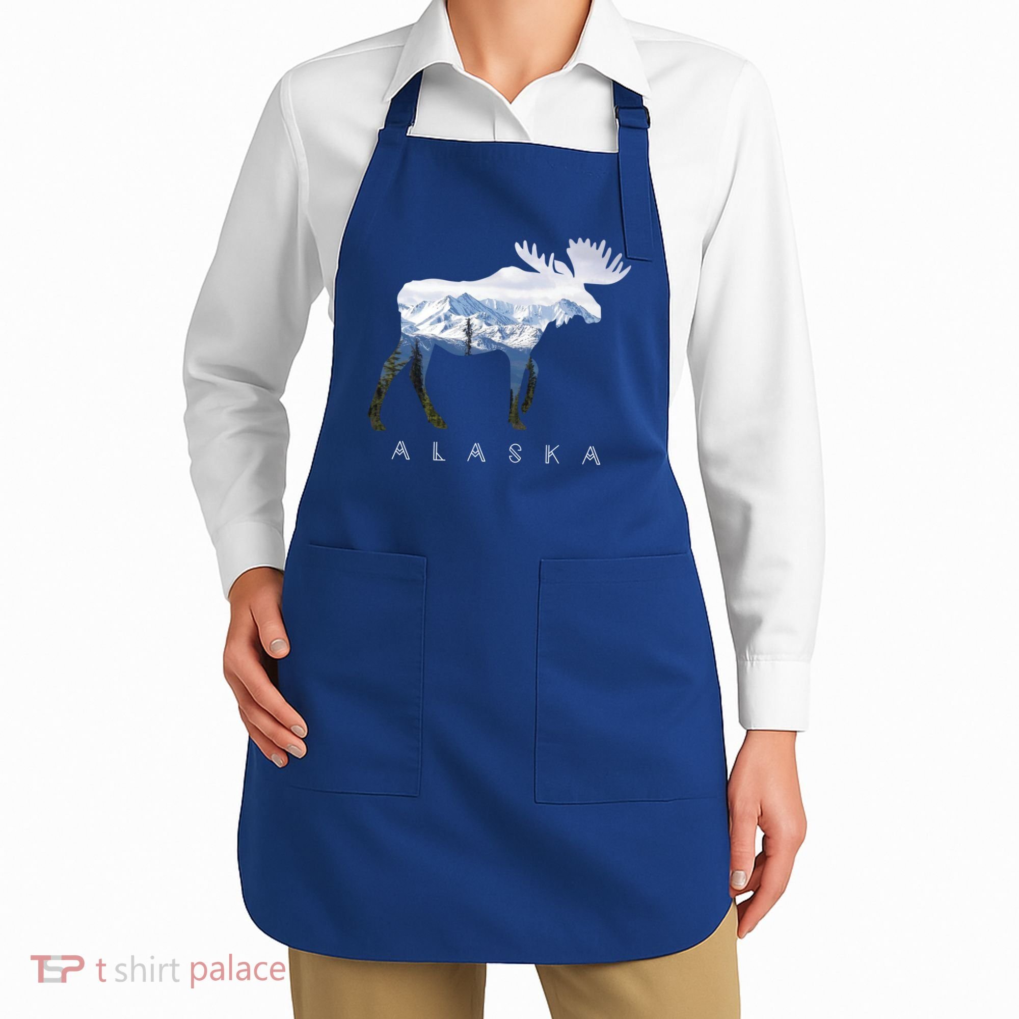Alaska Day Moose Snowy Mountain Alaskan Tourist Or Resident Gift Apron