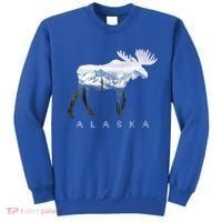 Alaska Day Moose Snowy Mountain Alaskan Tourist Or Resident Gift Sweatshirt thumb 0