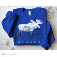 Alaska Day Moose Snowy Mountain Alaskan Tourist Or Resident Gift Sweatshirt thumb 2