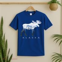 Alaska Day Moose Snowy Mountain Alaskan Tourist Or Resident Gift T-Shirt thumb 2