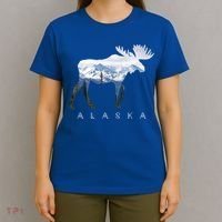 Alaska Day Moose Snowy Mountain Alaskan Tourist Or Resident Gift T-Shirt thumb 4