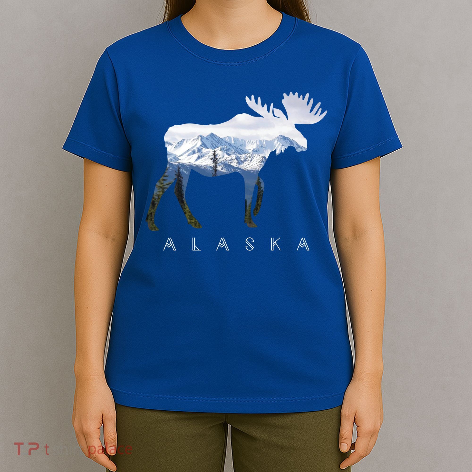 Alaska Day Moose Snowy Mountain Alaskan Tourist Or Resident Gift T-Shirt