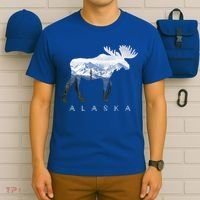 Alaska Day Moose Snowy Mountain Alaskan Tourist Or Resident Gift T-Shirt thumb 6