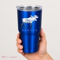 Alaska Day Moose Snowy Mountain Alaskan Tourist Or Resident Gift Tumbler thumb 2