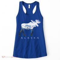 Alaska Day Moose Snowy Mountain Alaskan Tourist Or Resident Gift Women's Tank Top thumb 0