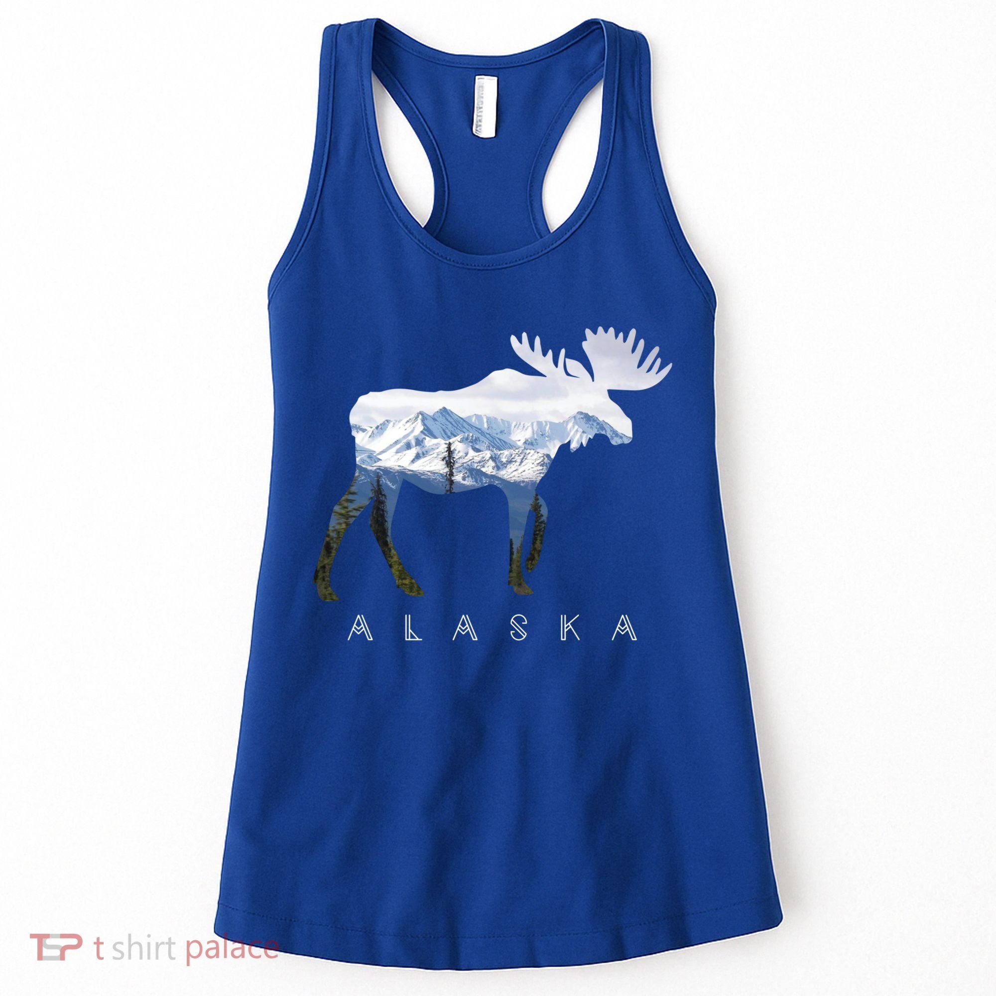 Alaska Day Moose Snowy Mountain Alaskan Tourist Or Resident Gift Women's Tank Top