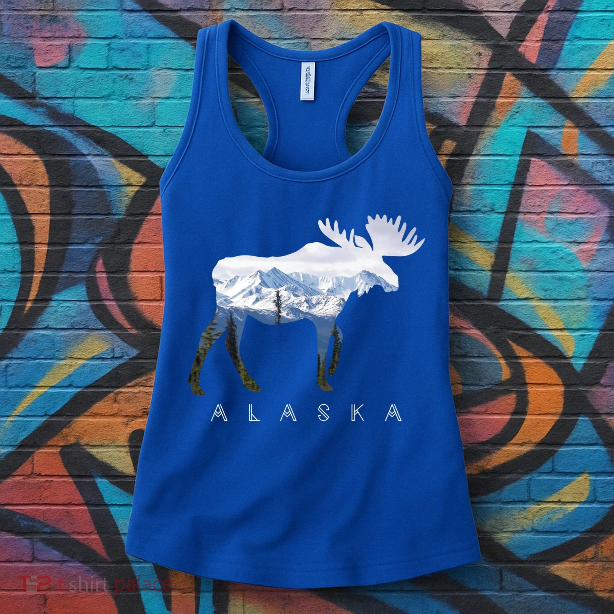Alaska Day Moose Snowy Mountain Alaskan Tourist Or Resident Gift Women's Tank Top