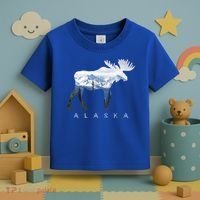Alaska Day Moose Snowy Mountain Alaskan Tourist Or Resident Gift Toddler T-Shirt thumb 3