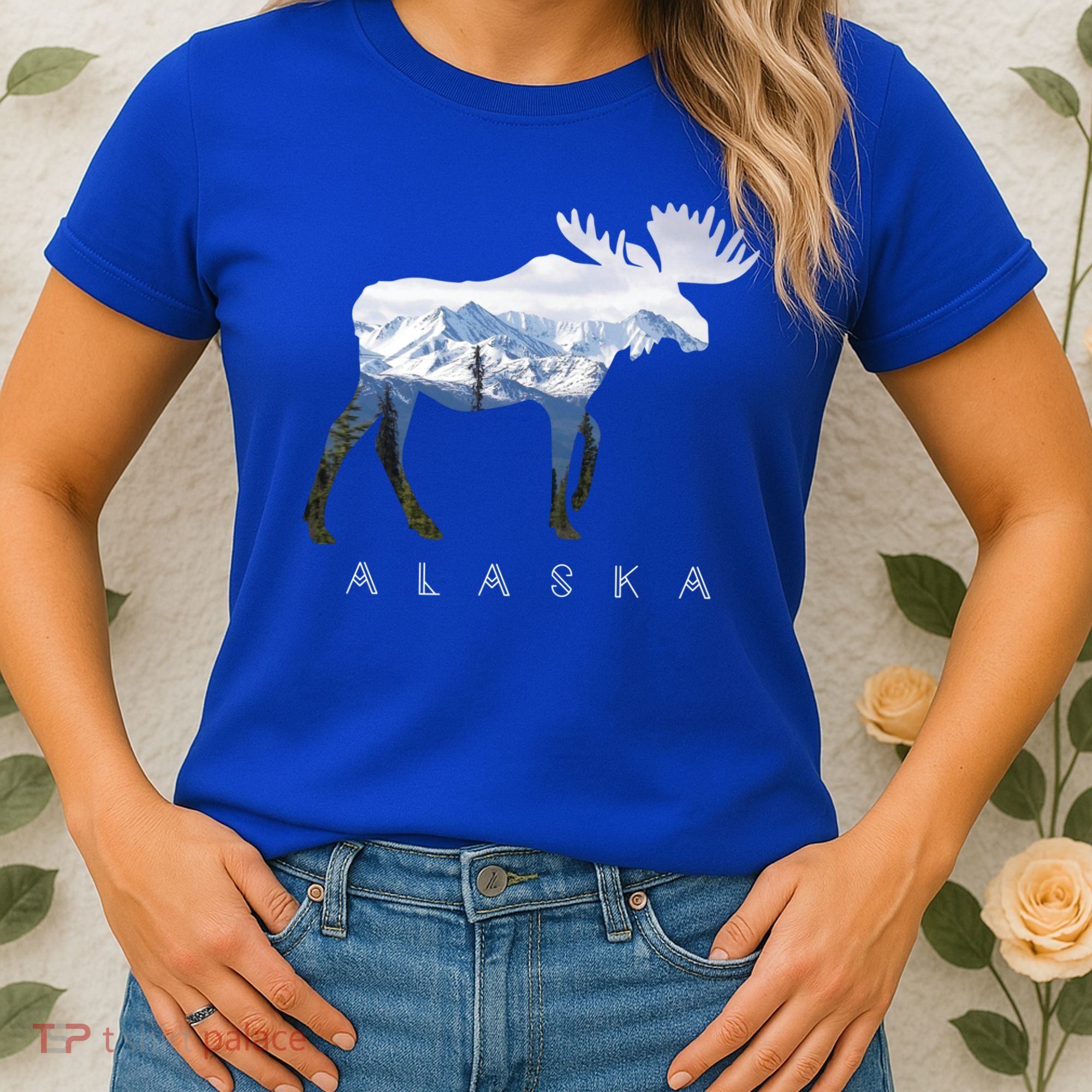 Alaska Day Moose Snowy Mountain Alaskan Tourist Or Resident Gift Women's T-Shirt