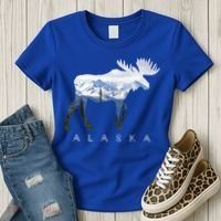 Alaska Day Moose Snowy Mountain Alaskan Tourist Or Resident Gift Women's T-Shirt thumb 3