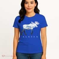 Alaska Day Moose Snowy Mountain Alaskan Tourist Or Resident Gift Women's T-Shirt thumb 4