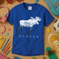 Alaska Day Moose Snowy Mountain Alaskan Tourist Or Resident Gift Kids T-Shirt thumb 3