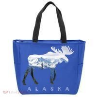Alaska Day Moose Snowy Mountain Alaskan Tourist Or Resident Gift Tote Bag thumb 0