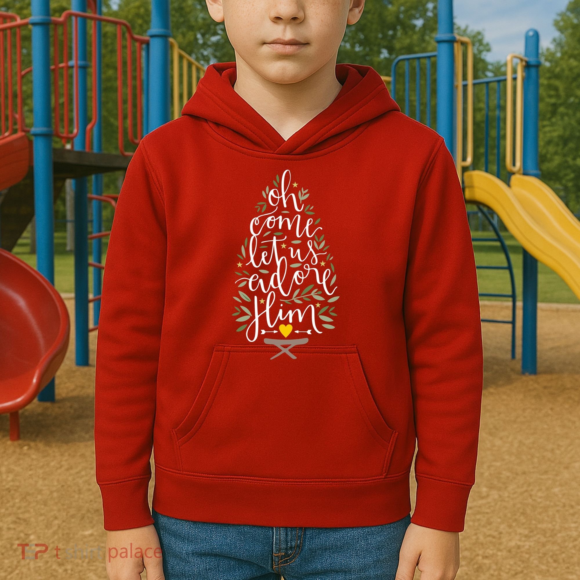 Adore Him Baby Jesus Christmas Kids Hoodie
