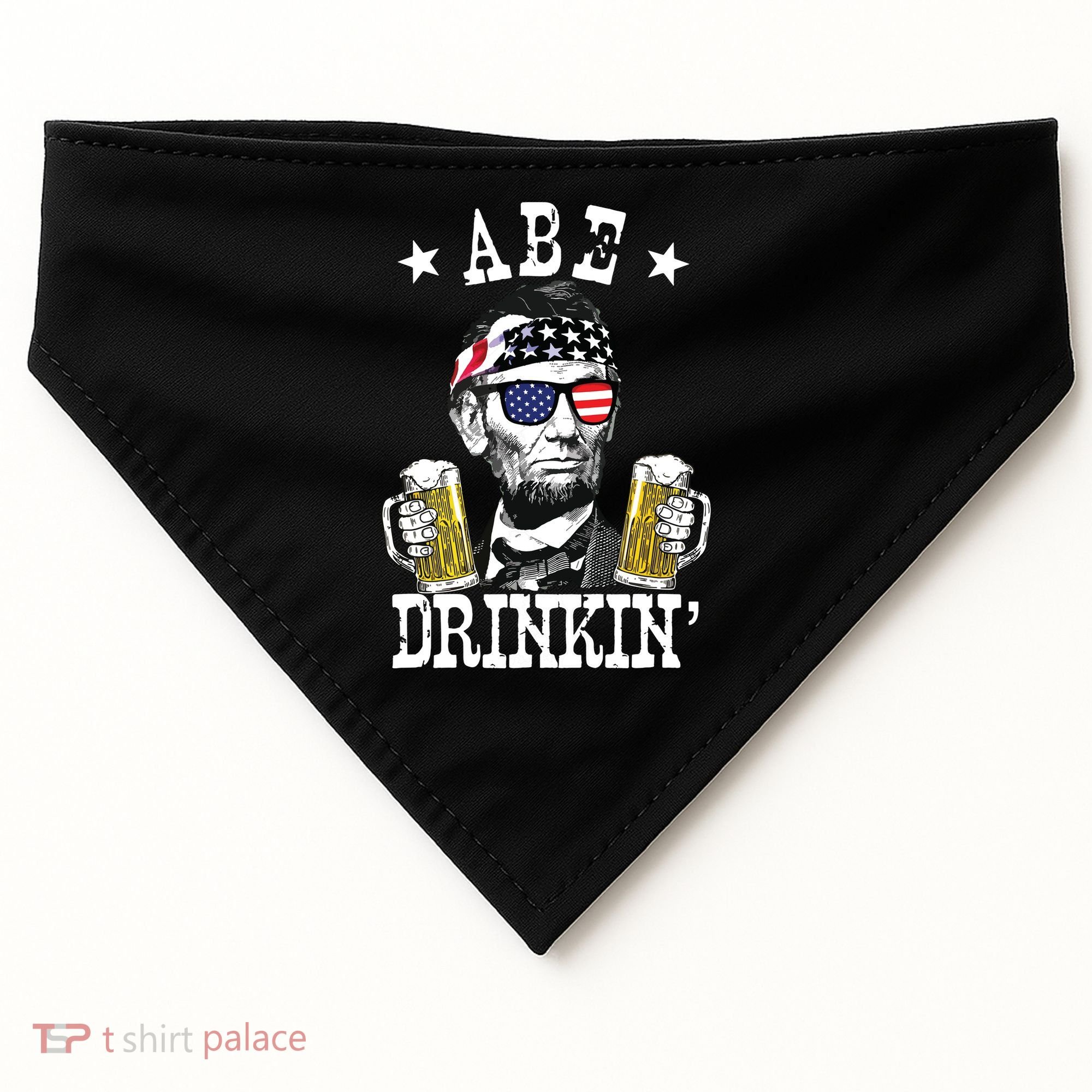 Abe Drinkin Patriotic American Abraham Lincoln Drinking USA-Made Doggie Bandana