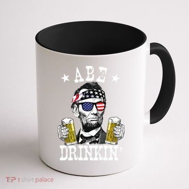 Abe Drinkin Patriotic American Abraham Lincoln Drinking Coffee Mug back
