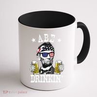 Abe Drinkin Patriotic American Abraham Lincoln Drinking Coffee Mug thumb 1