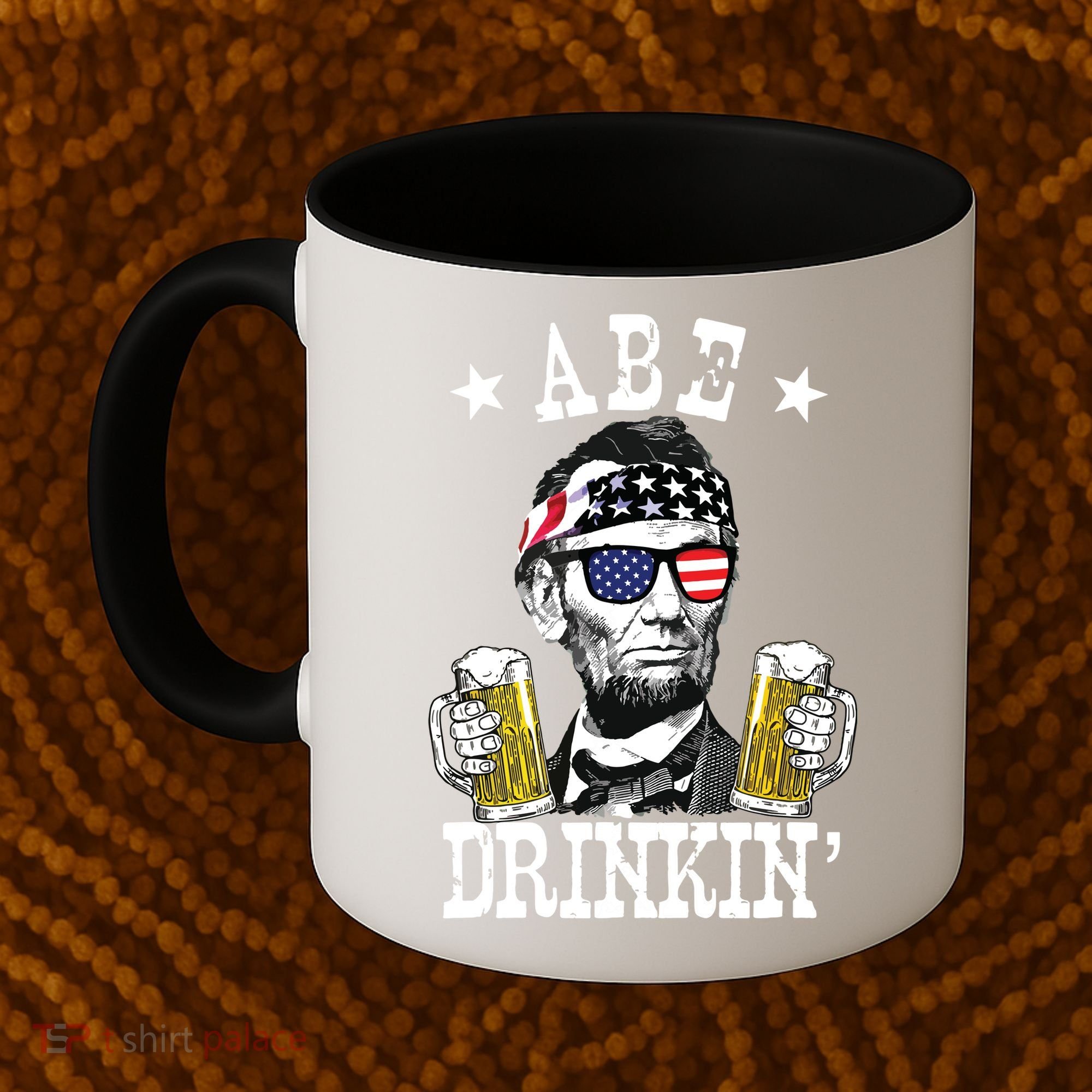 Abe Drinkin Patriotic American Abraham Lincoln Drinking Coffee Mug