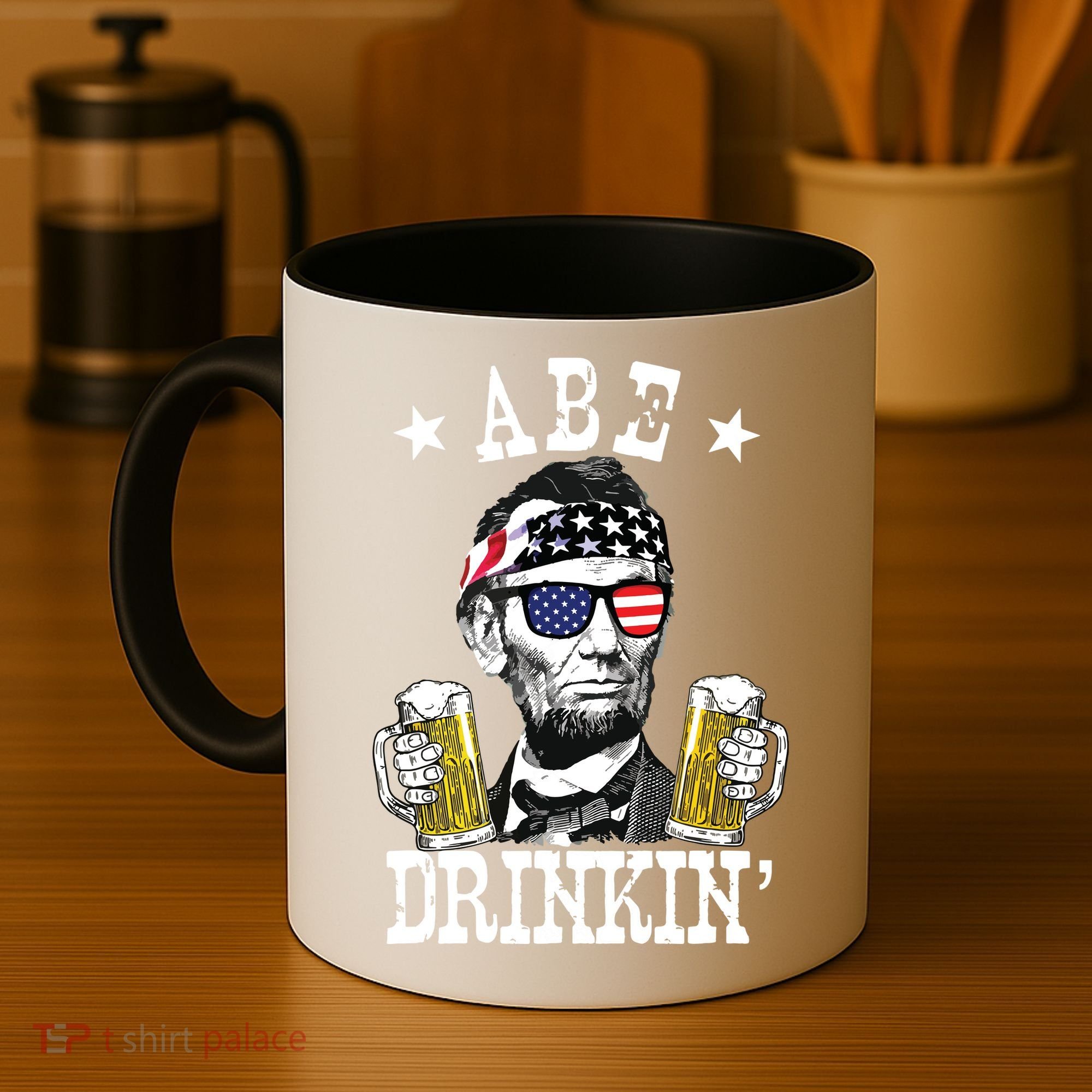 Abe Drinkin Patriotic American Abraham Lincoln Drinking Coffee Mug
