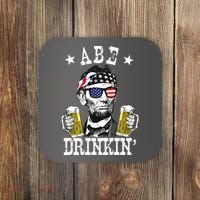 Abe Drinkin Patriotic American Abraham Lincoln Drinking Coaster thumb 0